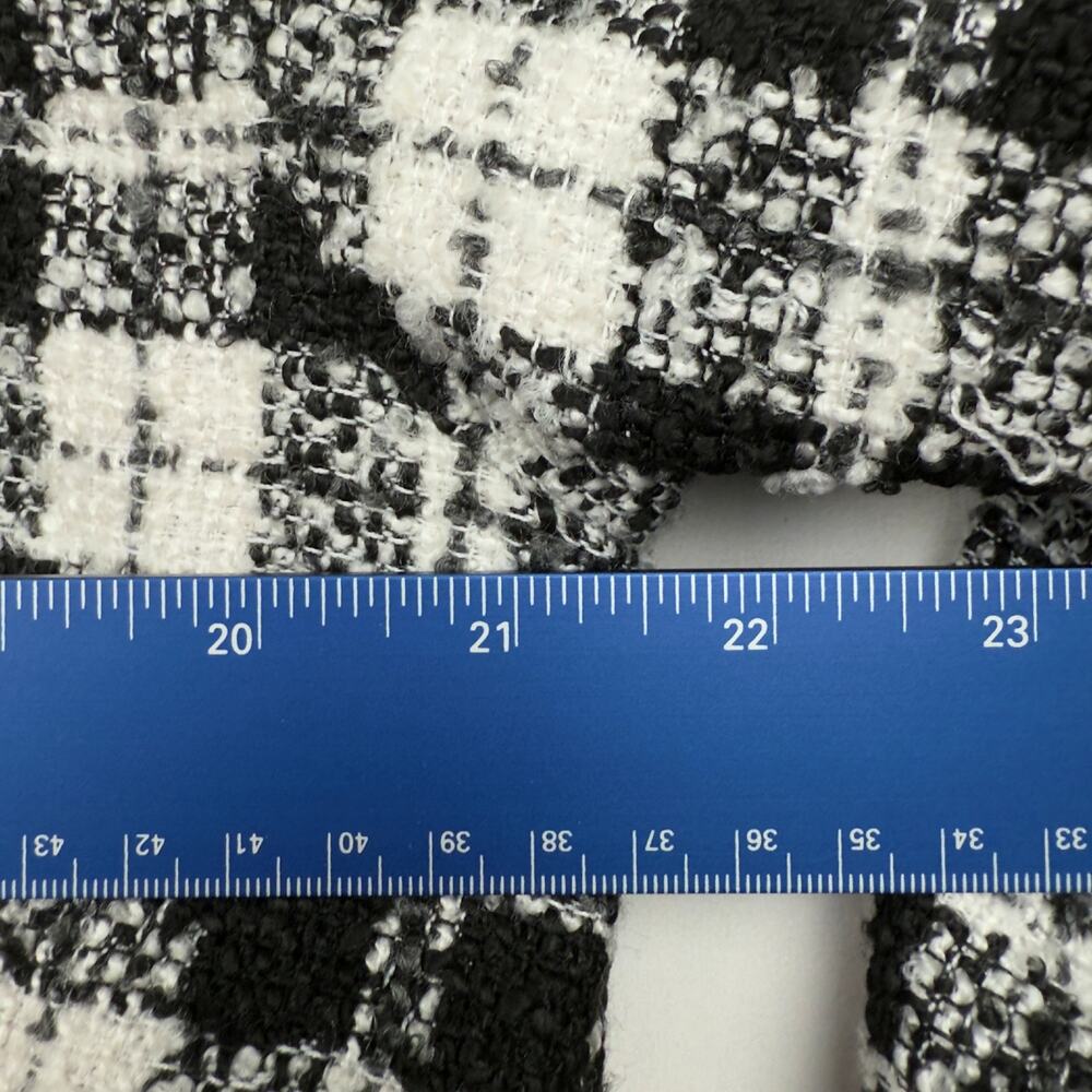 Anthropologie Maeve Black White Plaid Cropped Tweed Bomber Jacket LARGE - Picture 8 of 12